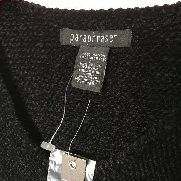 Black Chenille Pullover Sweater, Large - NWT - Picture 2 of 6